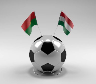 Burkina-Faso - Macaristan Futbol Bayrakları, Beyaz Arkaplan - 3D Render
