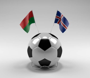 Burkina-Faso - İzlanda Futbol Bayrakları, Beyaz Arkaplan - 3D Render