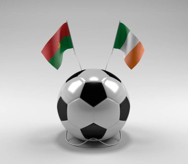Burkina-Faso - İrlanda Futbol Bayrakları, Beyaz Arkaplan - 3D Render