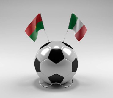 Burkina-Faso - İtalya Futbol Bayrakları, Beyaz Arkaplan - 3D Render
