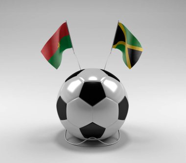 Burkina-Faso - Jamaika Futbol Bayrakları, Beyaz Arkaplan - 3D Render