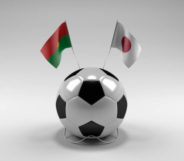 Burkina-Faso - Japonya Futbol Bayrakları, Beyaz Arkaplan - 3D Render