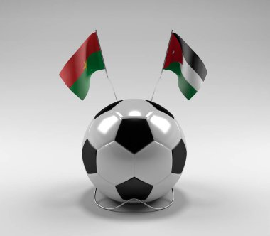 Burkina-Faso - Ürdün Futbol Bayrakları, Beyaz Arkaplan - 3D Render