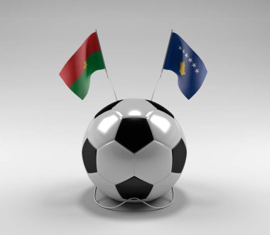 Burkina-Faso - Kosova Futbol Bayrakları, Beyaz Arkaplan - 3D Render