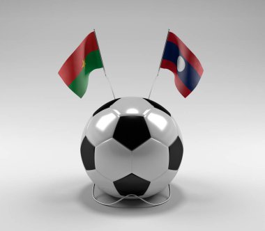 Burkina-Faso - Laos Futbol Bayrakları, Beyaz Arkaplan - 3D Render