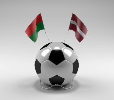 Burkina-Faso - Letonya Futbol Bayrakları, Beyaz Arkaplan - 3D Render