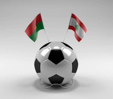 Burkina-Faso - Lübnan Futbol Bayrakları, Beyaz Arkaplan - 3D Render