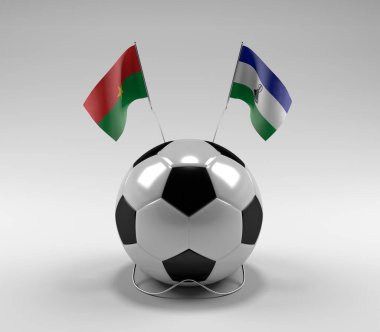 Burkina-Faso Lesotho Futbol Bayrakları, Beyaz Arkaplan - 3D Render