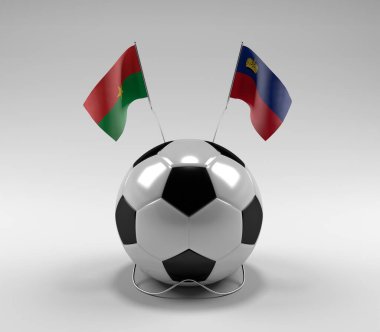 Burkina-Faso - Liechtenstein Futbol Bayrakları, Beyaz Arkaplan - 3D Render