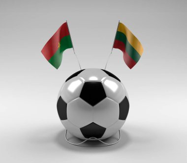 Burkina-Faso - Litvanya Futbol Bayrakları, Beyaz Arkaplan - 3D Render