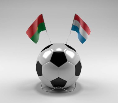 Burkina-Faso - Lüksemburg Futbol Bayrakları, Beyaz Arkaplan - 3D Render