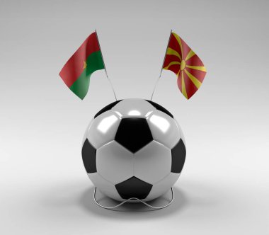 Burkina-Faso - Makedonya Futbol Bayrakları, Beyaz Arkaplan - 3D Render