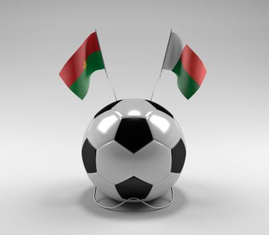 Burkina-Faso - Madagaskar Futbol Bayrakları, Beyaz Arkaplan - 3D Render