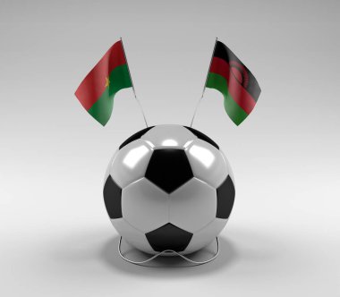 Burkina-Faso - Malavi Futbol Bayrakları, Beyaz Arkaplan - 3D Render