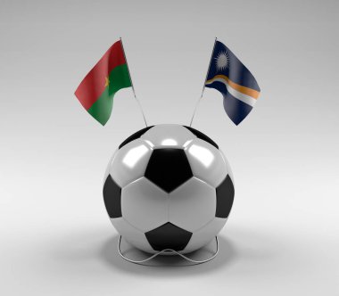 Burkina-Faso - Marshall Adaları Futbol Bayrakları, Beyaz Arkaplan - 3D Render