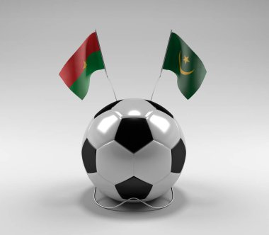 Burkina-Faso - Moritanya Futbol Bayrakları, Beyaz Arkaplan - 3D Render