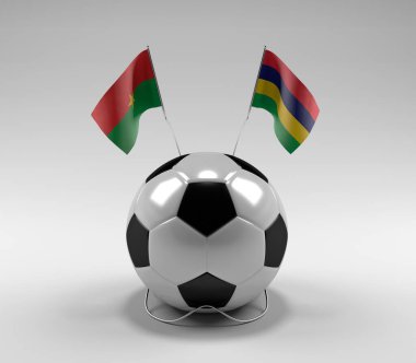 Burkina-Faso - Mauritius Futbol Bayrakları, Beyaz Arkaplan - 3D Render