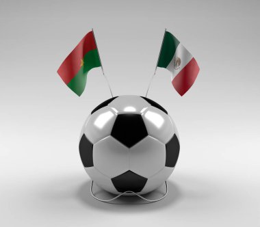 Burkina-Faso - Meksika Futbol Bayrakları, Beyaz Arkaplan - 3D Render