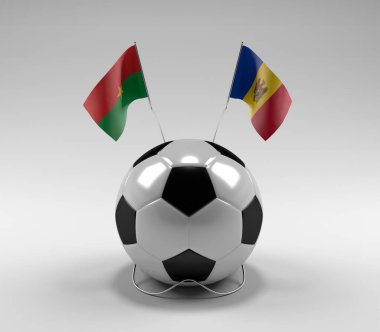 Burkina-Faso - Moldova Futbol Bayrakları, Beyaz Arkaplan - 3D Render