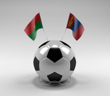 Burkina-Faso - Moğolistan Futbol Bayrakları, Beyaz Arkaplan - 3D Render