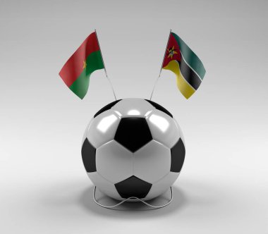 Burkina-Faso - Mozambik Futbol Bayrakları, Beyaz Arkaplan - 3D Render