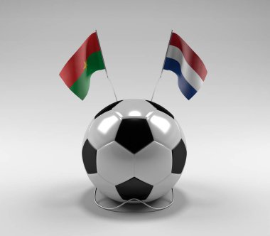 Burkina-Faso - Hollanda Futbol Bayrakları, Beyaz Arkaplan - 3D Render