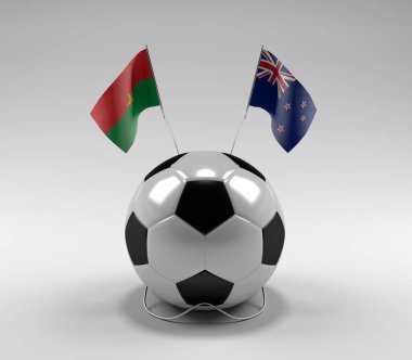Burkina-Faso - Yeni Zelanda Futbol Bayrakları, Beyaz Arkaplan - 3D Render