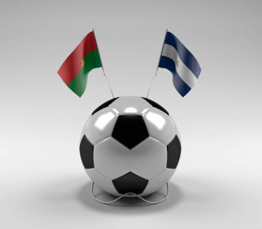 Burkina-Faso - Nikaragua Futbol Bayrakları, Beyaz Arkaplan - 3D Render