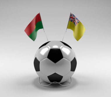 Burkina-Faso - Niue Futbol Bayrakları, Beyaz Arkaplan - 3D Render