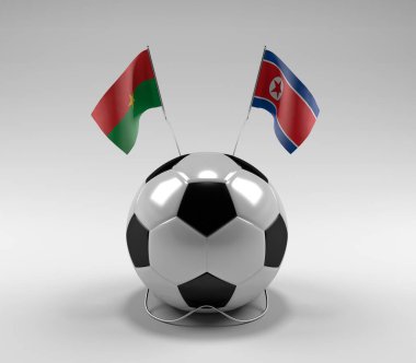 Burkina-Faso - Kuzey Kore Futbol Bayrakları, Beyaz Arkaplan - 3D Render