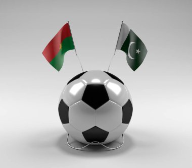 Burkina-Faso - Pakistan Futbol Bayrakları, Beyaz Arkaplan - 3D Render