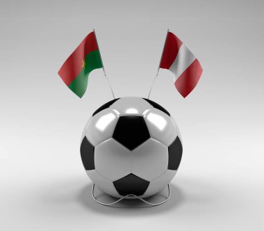 Burkina-Faso - Peru Futbol Bayrakları, Beyaz Arkaplan - 3D Render