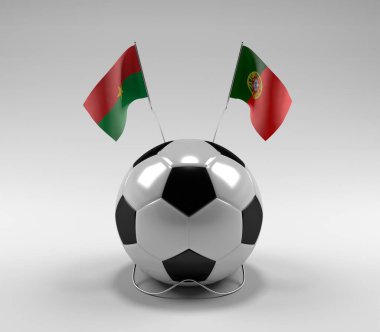 Burkina-Faso - Portekiz Futbol Bayrakları, Beyaz Arkaplan - 3D Render