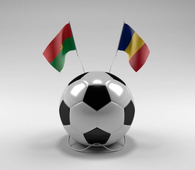 Burkina-Faso - Romanya Futbol Bayrakları, Beyaz Arkaplan - 3D Render
