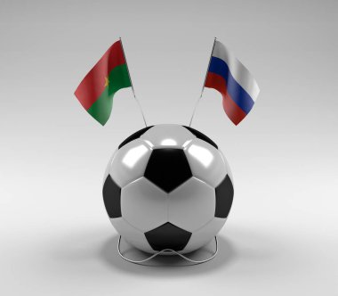 Burkina-Faso - Rusya Futbol Bayrakları, Beyaz Arkaplan - 3D Render
