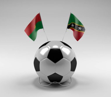Burkina-Faso - Saint-Kitts-and-Nevis Futbol Bayrakları, Beyaz Arkaplan - 3D Render