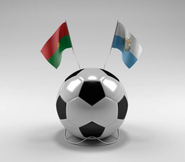 Burkina-Faso - San-Marino Futbol Bayrakları, Beyaz Arkaplan - 3D Render