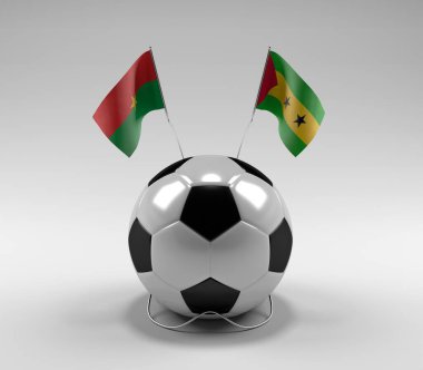 Burkina-Faso - Sao-Tome-Principe Futbol Bayrakları, Beyaz Arkaplan - 3D Render