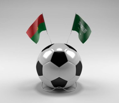 Burkina-Faso - Suudi Arabistan Futbol Bayrakları, Beyaz Arkaplan - 3D Render