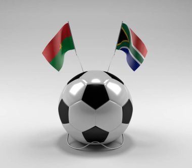 Burkina-Faso - Güney Afrika Futbol Bayrakları, Beyaz Arkaplan - 3D Render