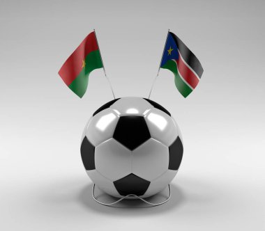 Burkina-Faso - Güney Sudan Futbol Bayrakları, Beyaz Arkaplan - 3D Render