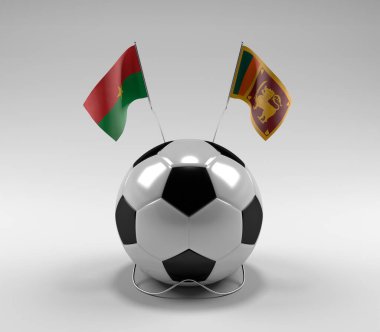 Burkina-Faso - Sri-Lanka Futbol Bayrakları, Beyaz Arkaplan - 3D Render