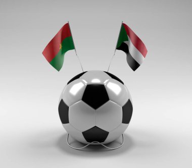 Burkina-Faso - Sudan Futbol Bayrakları, Beyaz Arkaplan - 3D Render