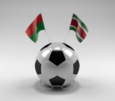 Burkina-Faso - Surinam Futbol Bayrakları, Beyaz Arkaplan - 3D Render