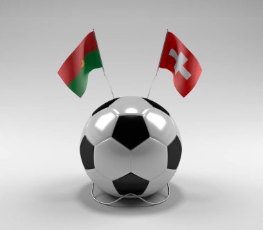 Burkina-Faso - İsviçre Futbol Bayrakları, Beyaz Arkaplan - 3D Render