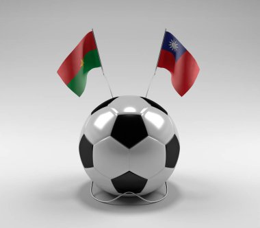 Burkina-Faso - Tayvan Futbol Bayrakları, Beyaz Arkaplan - 3D Render