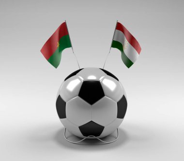 Burkina-Faso - Tacikistan Futbol Bayrakları, Beyaz Arkaplan - 3D Render