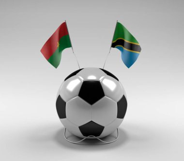 Burkina-Faso - Tanzanya Futbol Bayrakları, Beyaz Arkaplan - 3D Render