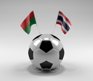 Burkina-Faso - Tayland Futbol Bayrakları, Beyaz Arkaplan - 3D Render