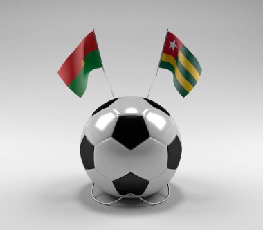 Burkina-Faso - Togo Futbol Bayrakları, Beyaz Arkaplan - 3D Render